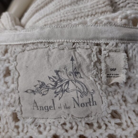 Angel of the North ivory multicolor hooded open front cardigan sweater size XXSP - Picture 6 of 7